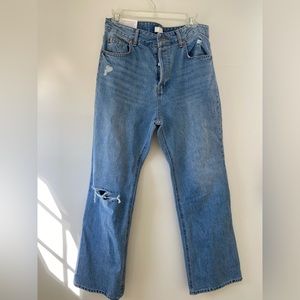 NWT H&M Flare High Waist Ankle Length Front Button US 10 EUR 42 Woman’s Jean